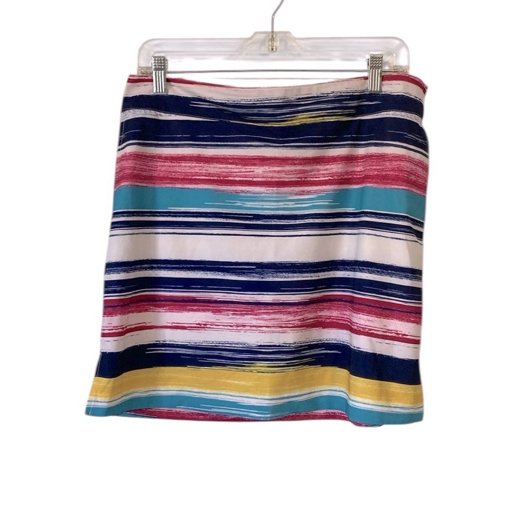 Izod Golf striped skort side zipper size 6 blue pink yellow